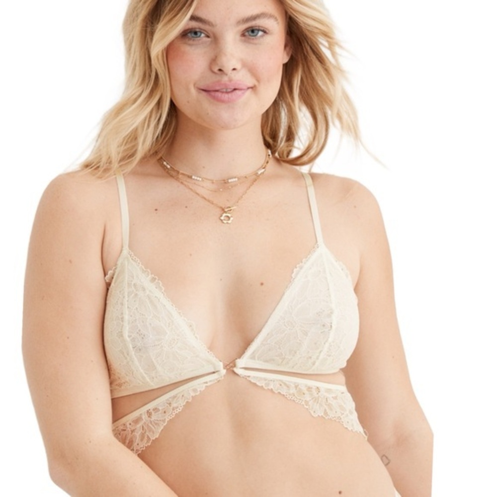 AERIE DREAMSCAPE LACE TRIANGLE BRALETTE cream medium NWT